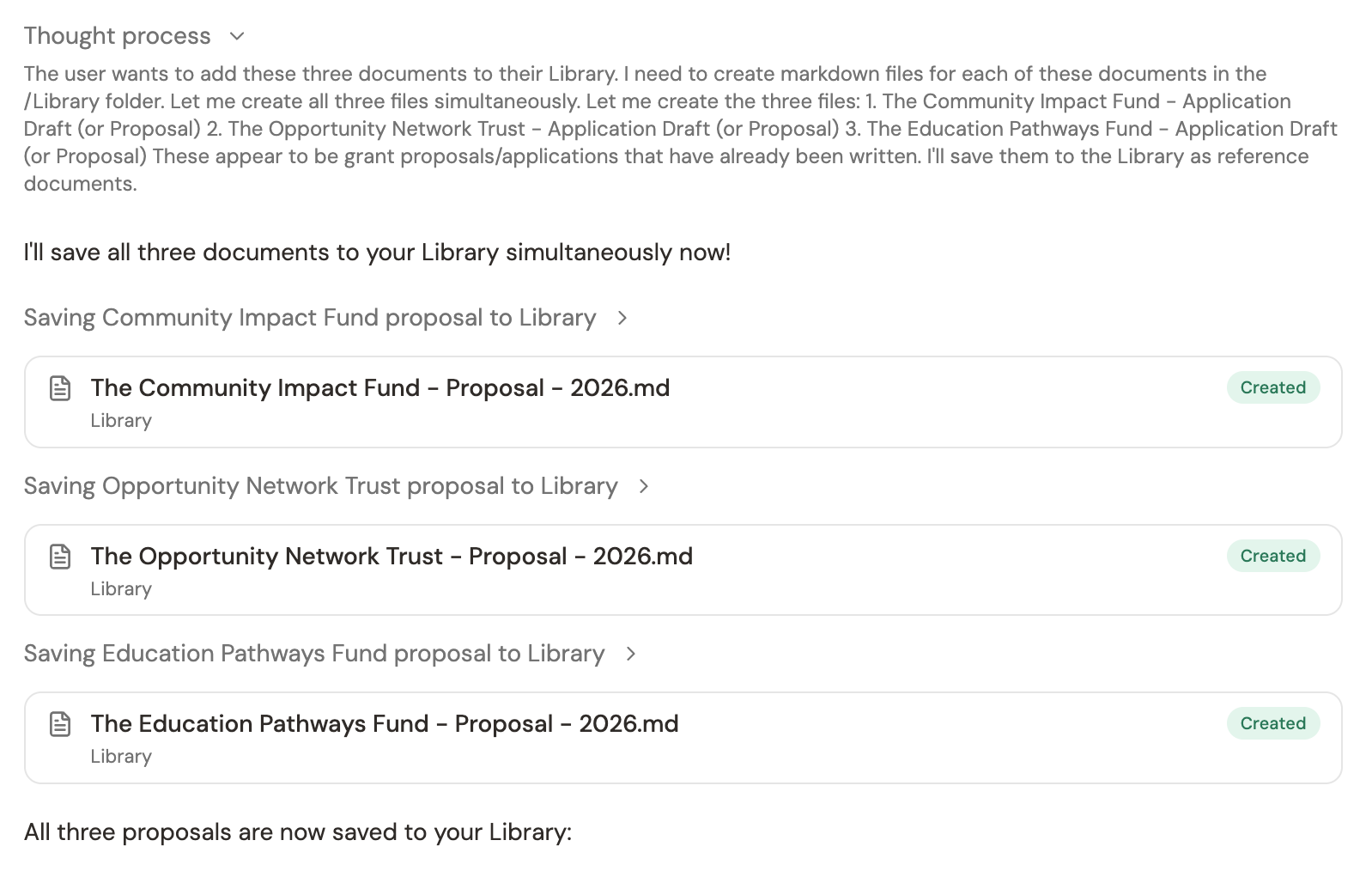 AI creating a file directly in the chat conversation