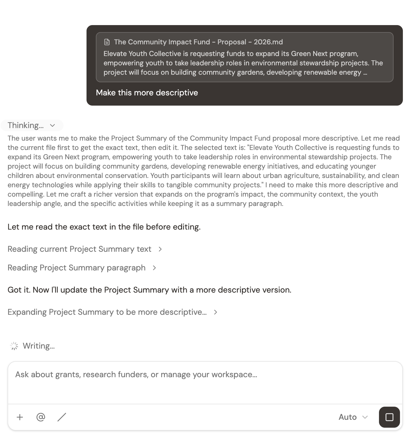 The AI responding with its revisions