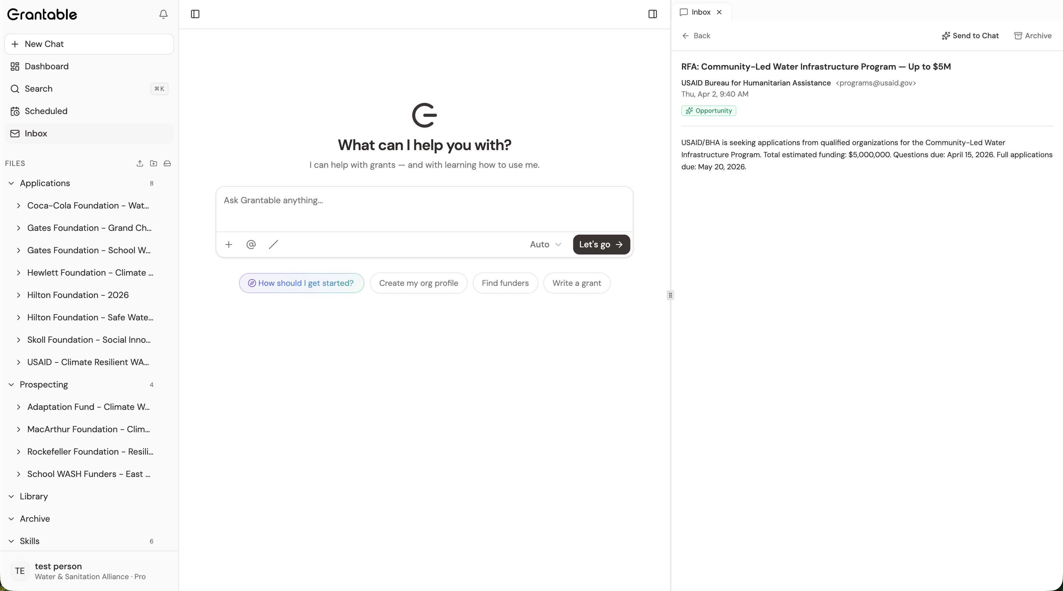 An open inbox message showing the email content and action buttons