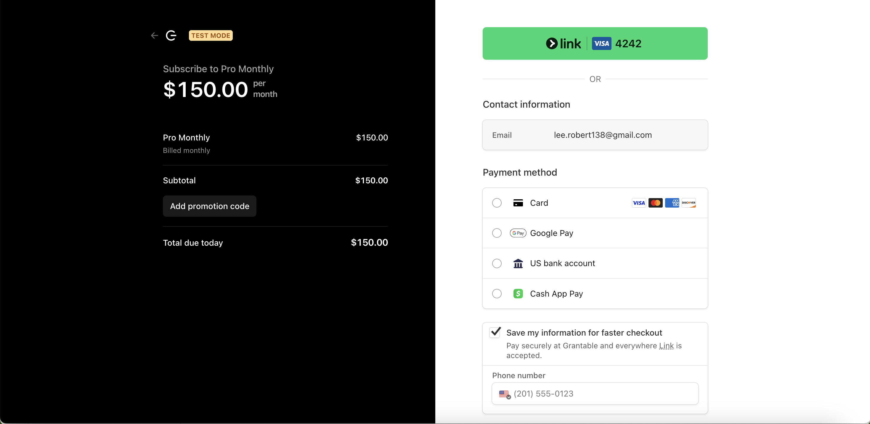 The billing page shows your current plan and lets you upgrade or manage your subscription.